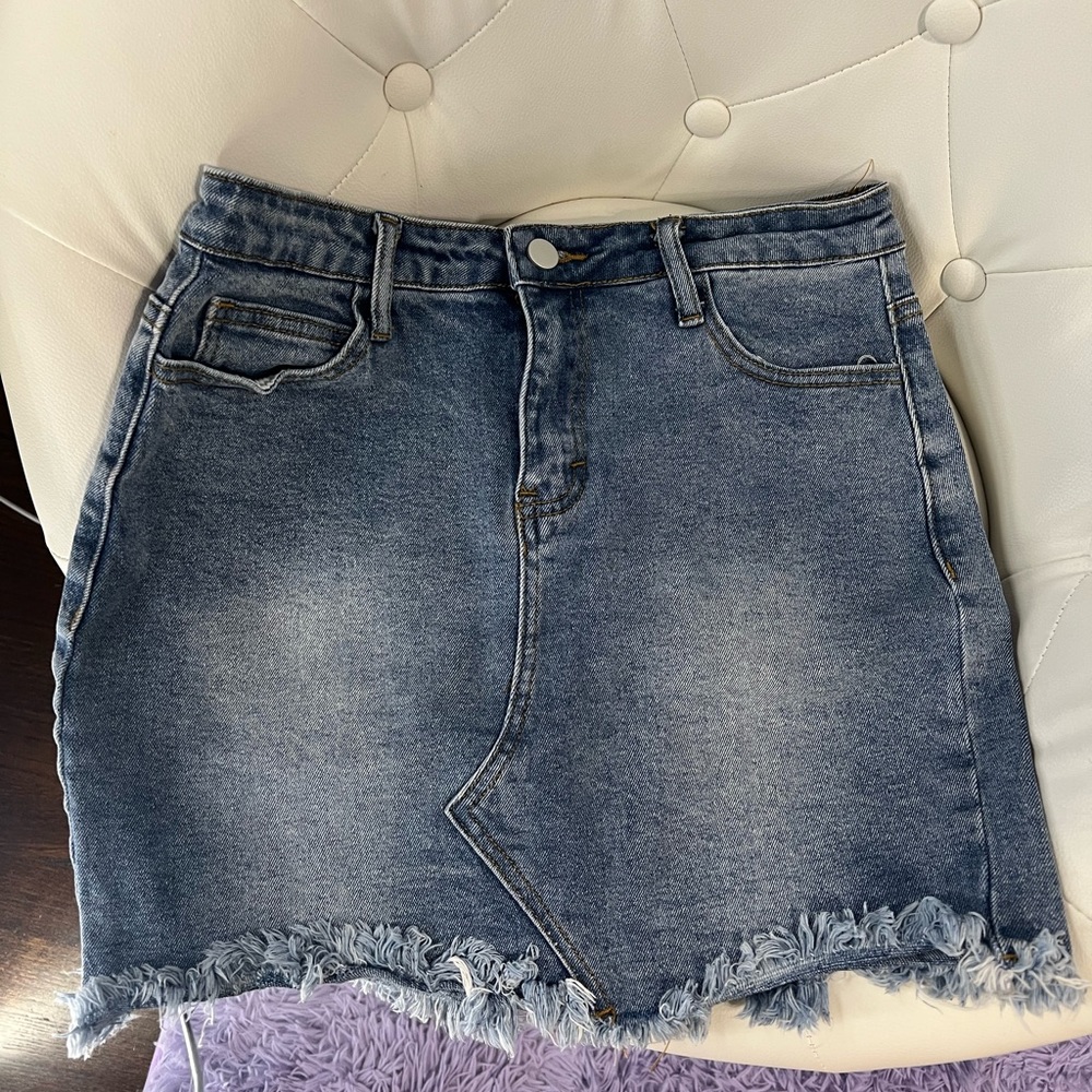 Denim mini skirt(M)
